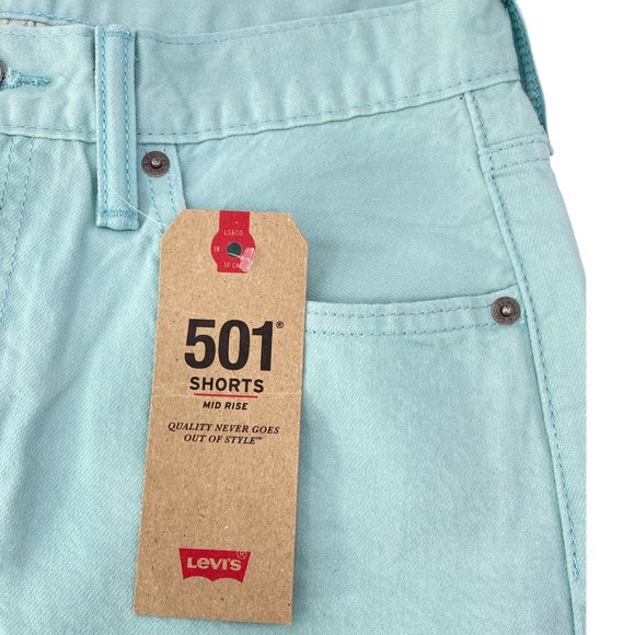 Levi's Mid-Rise Cuffed Mint Green 501 Shorts NWT - Picture 6 of 7